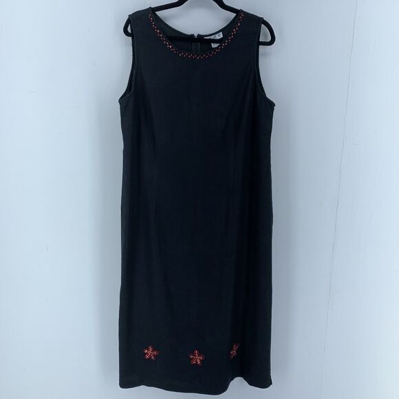 Vtg AKC Womens 1X Midi Dress Y2K 90’s Mom Floral Sequins Cottagecore Goth Artsy - Picture 1 of 7